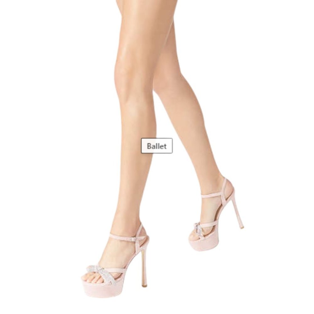 Stuart Weitzman Mega Crystal Bow Platform Sandals Color: Ballet New: Never Worn - Picture 3 of 13